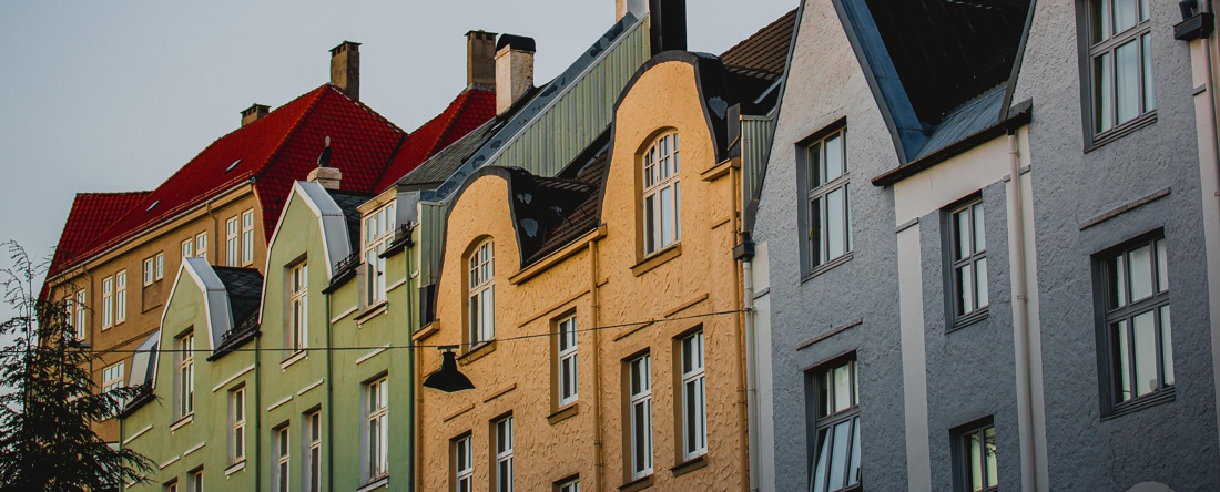 multi-coloured townhouses in Sandviken