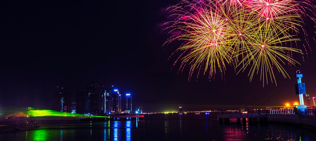 Fireworks above Dubai skyline