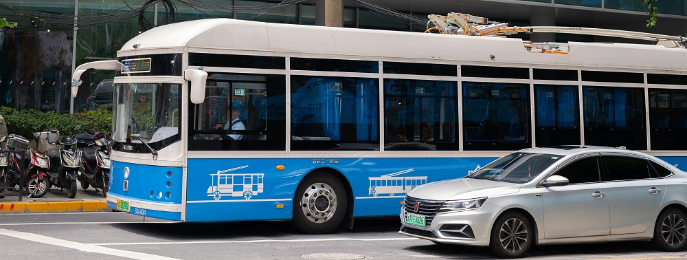 Trolleybus in Shanghai by Declan Sun