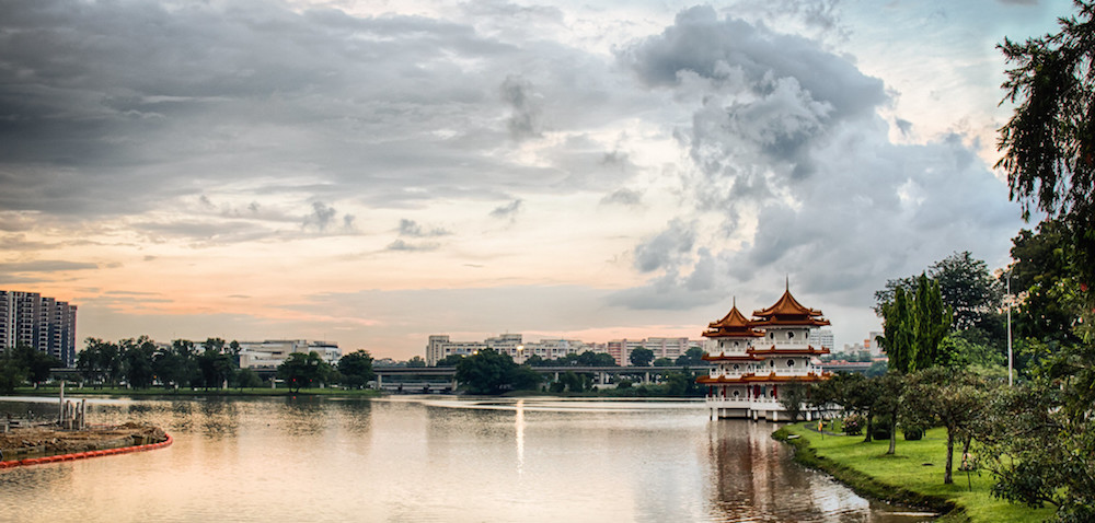 Jurong Gardens in Singapore at dusk