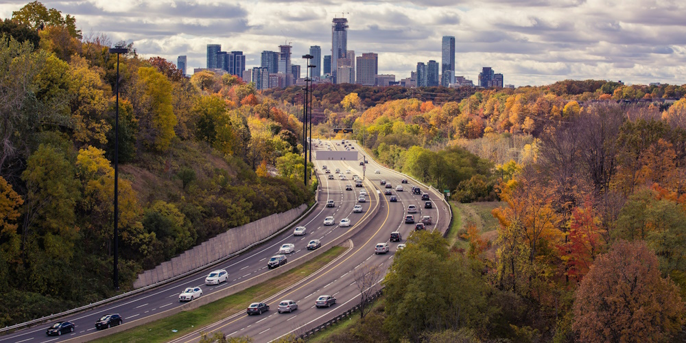 Traffic at Leaside Bridge, Toronto, by Matthew Henry