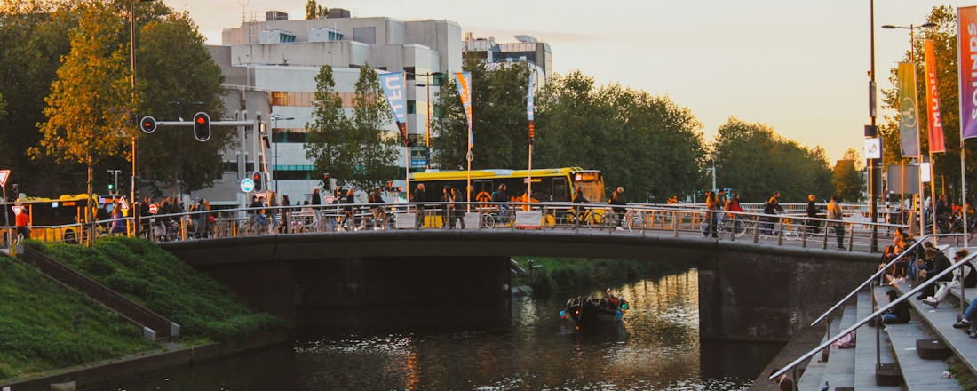 Bus on a Bridge in Utrecht by S K