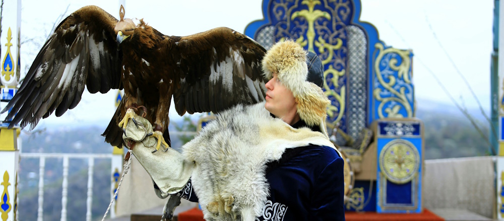 Eagle Handler in Traditional Kazakh Clothing by Mike Swigunski