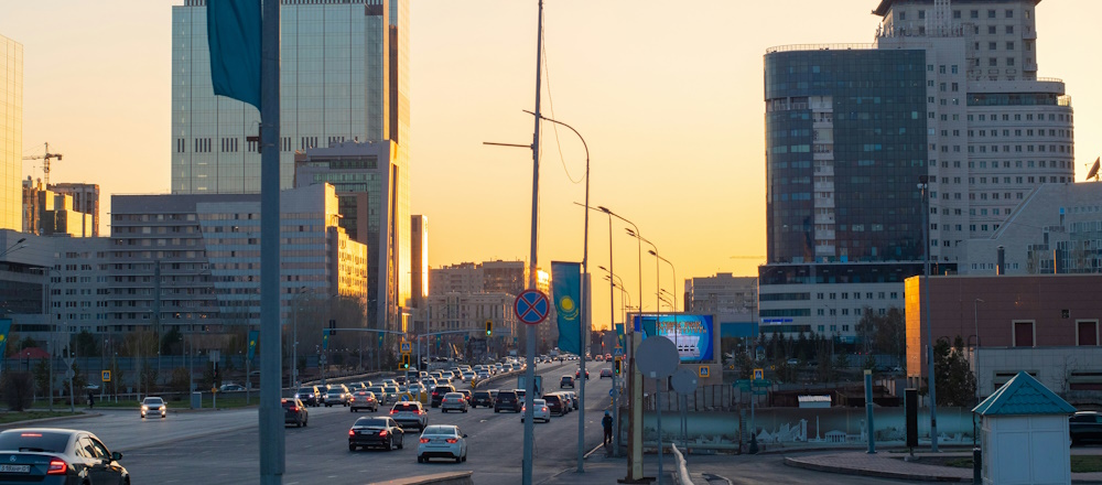 Sunset traffic in Astana, Kazakhstan by Natalia Gusakova