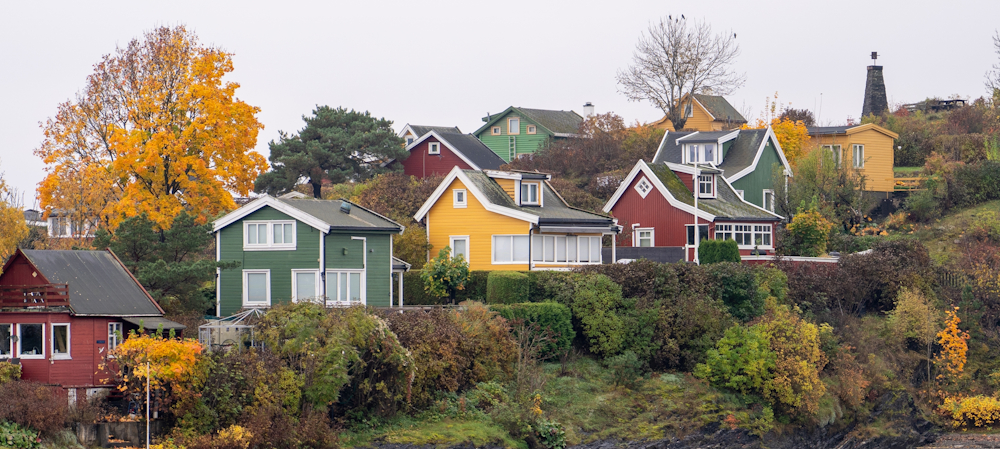 Homes on a hillside in Norway