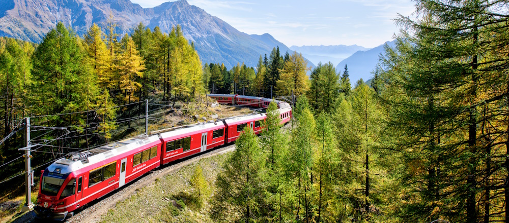 Train in Berninabahn, Switzerland by Jacques Bopp