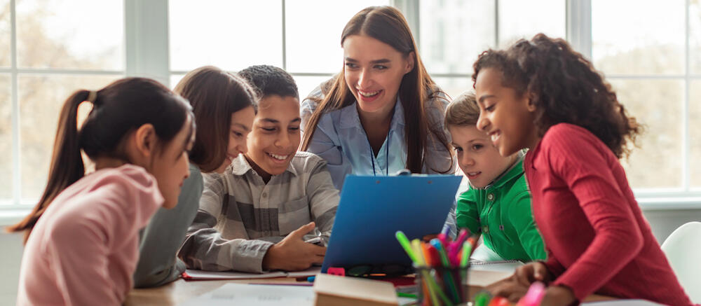 teacher with group of children