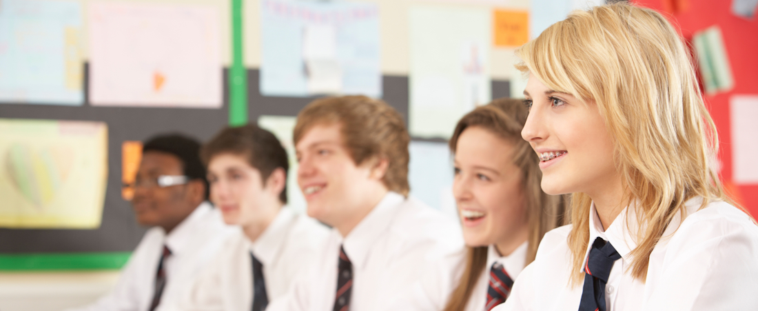 line of students sitting in class